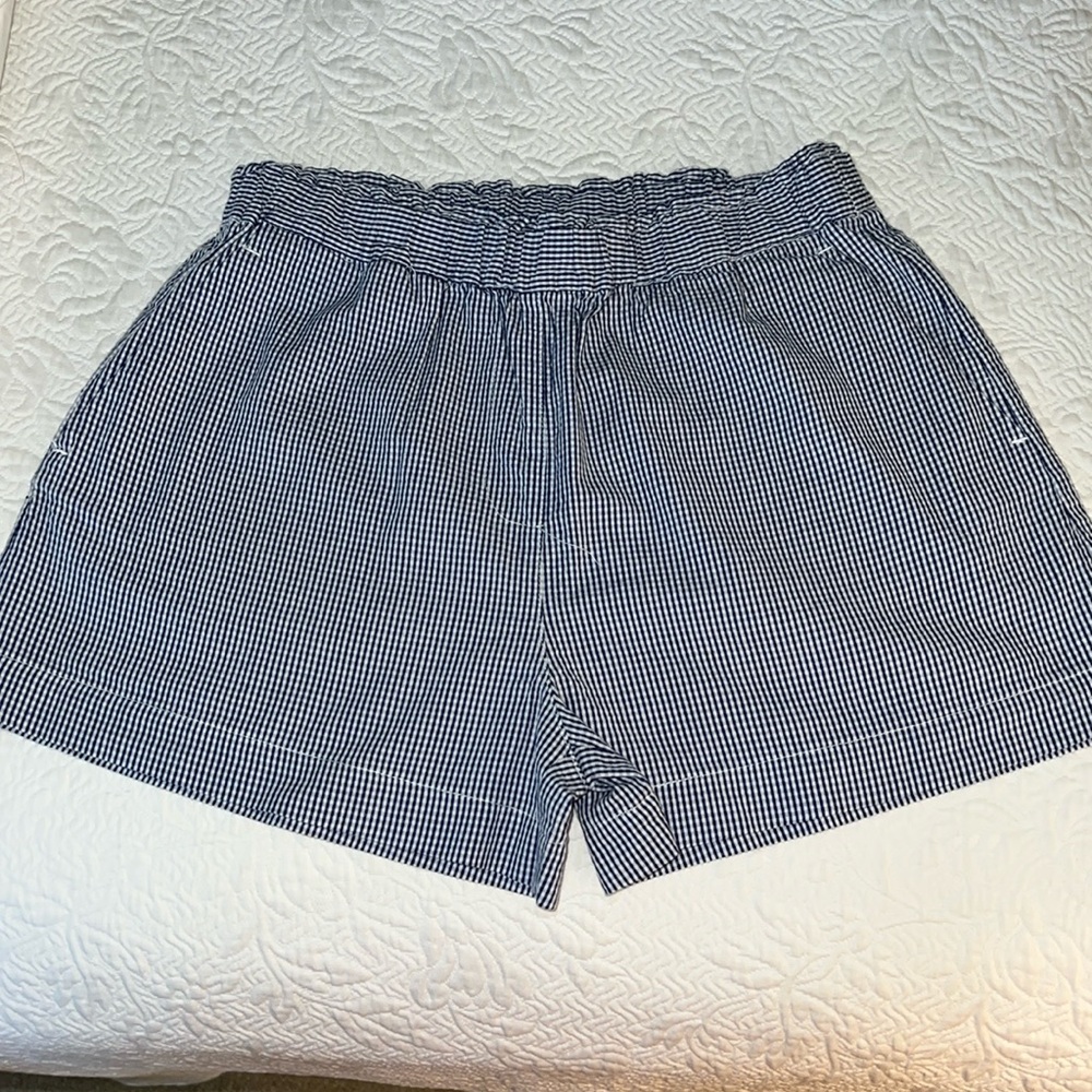 Crewcuts Short - blue gingham w/ elastic waistband